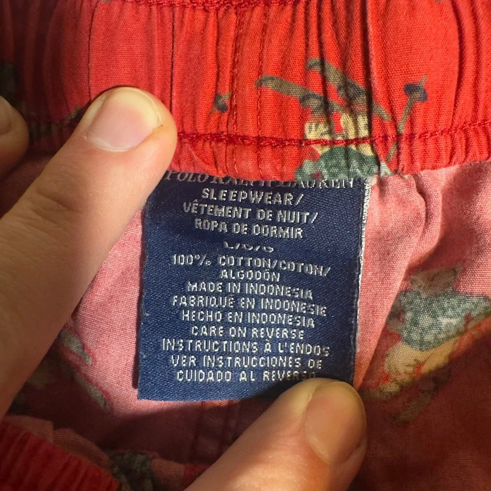 Polo Ralph Lauren Mens Red Skiing Polo Bear Pajama Pants Sleepwear Large
